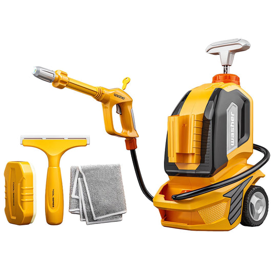 YEIBOBO ! Kids Water Pressure Washer Tools and ToysCar Washer with Scraper Sponge TowelToddler Pretend Playing Tools Car Wash Gun Manual PressureRole Playing Toy Water Gun Gift for Boys Girls…