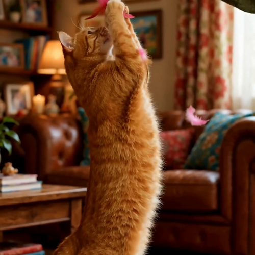 Pink Feather Cat Teaser Wand — Interactive Cat Toy